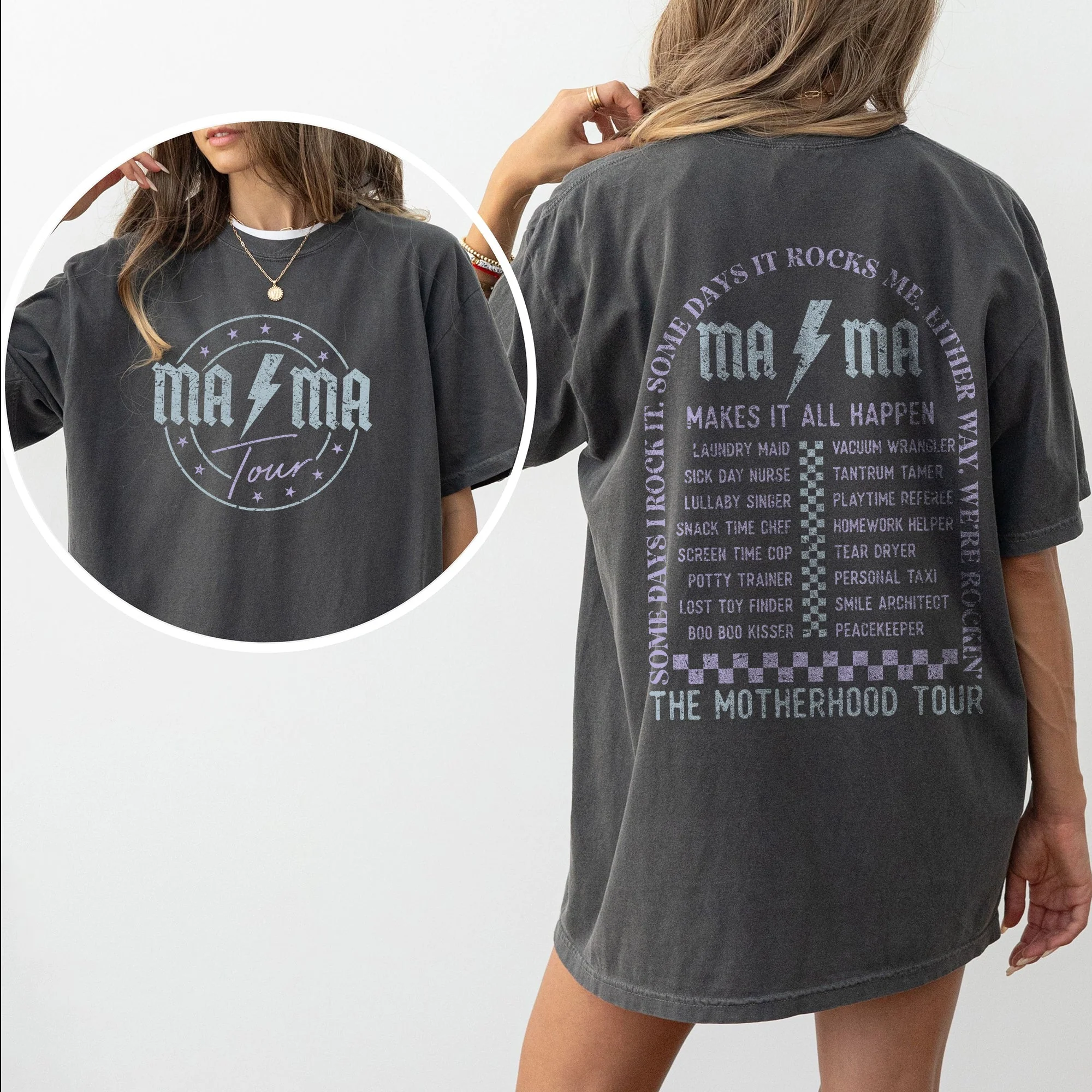 Mama Rock Tour Shirt, Comfort Colors Tshirt, Mom Life, Concert Tee, Rock and Roll, Motherhood World Tour, Music Lover Tee, Tired as a Mother, Funny Mothers Gift Tee - Image 3