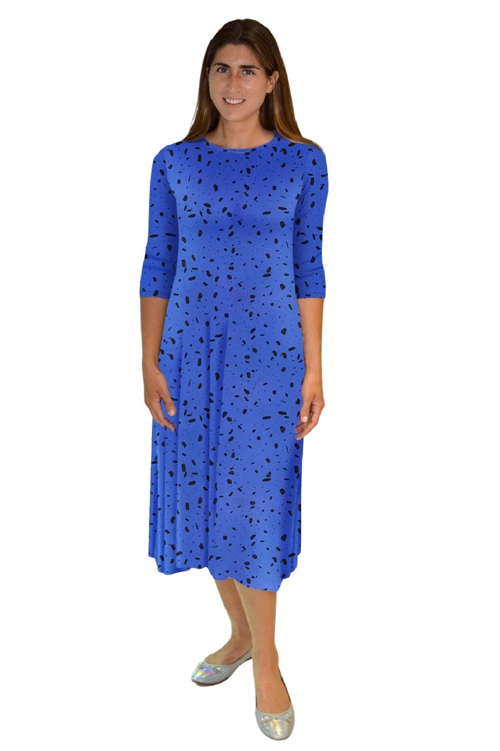 Mid-Calf 3/4 Sleeve Swing Dress with Pockets - Image 17