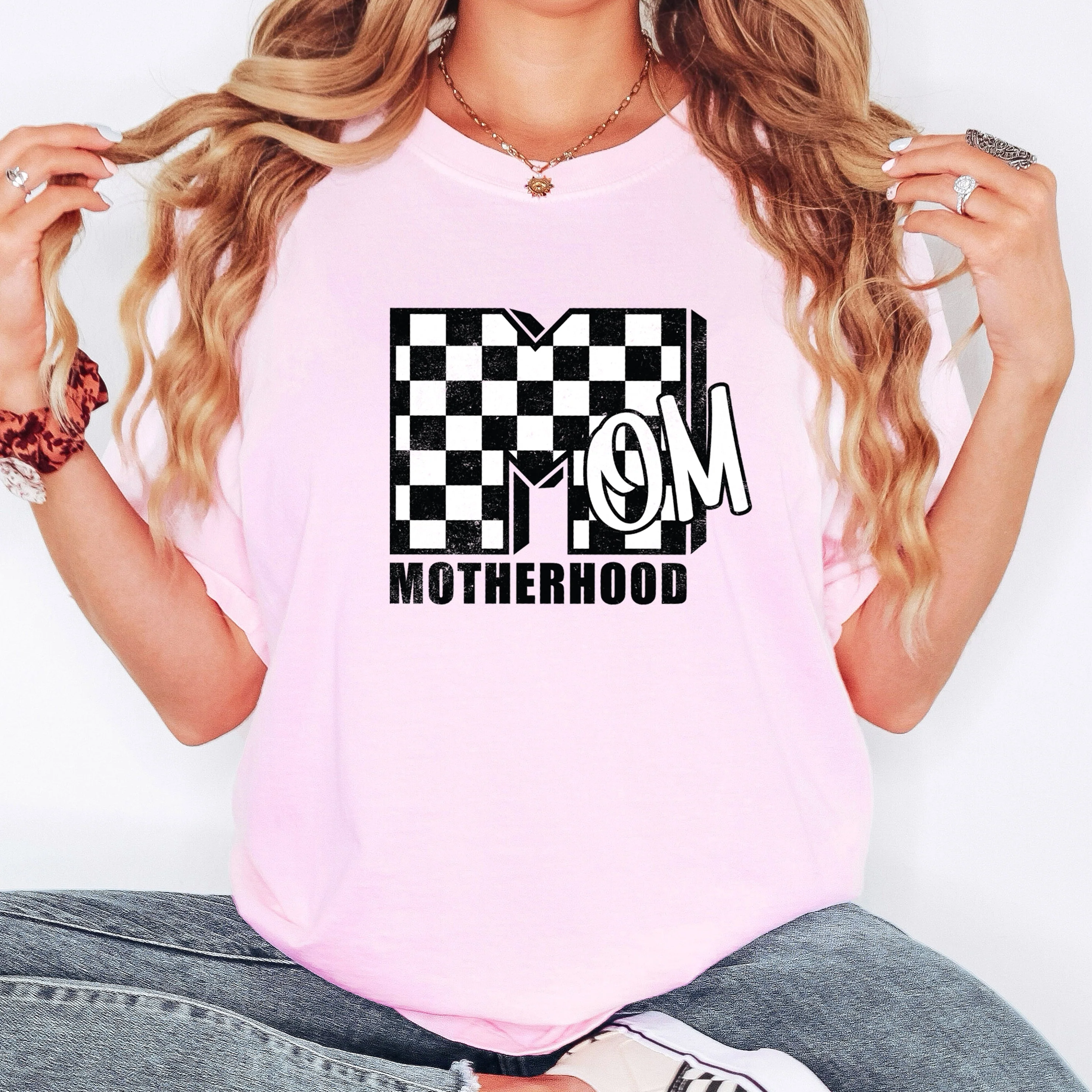 Mom, Comfort Colors, Motherhood, MTV, Retro, Checkerboard, Comfort Colors Tshirt - Image 3