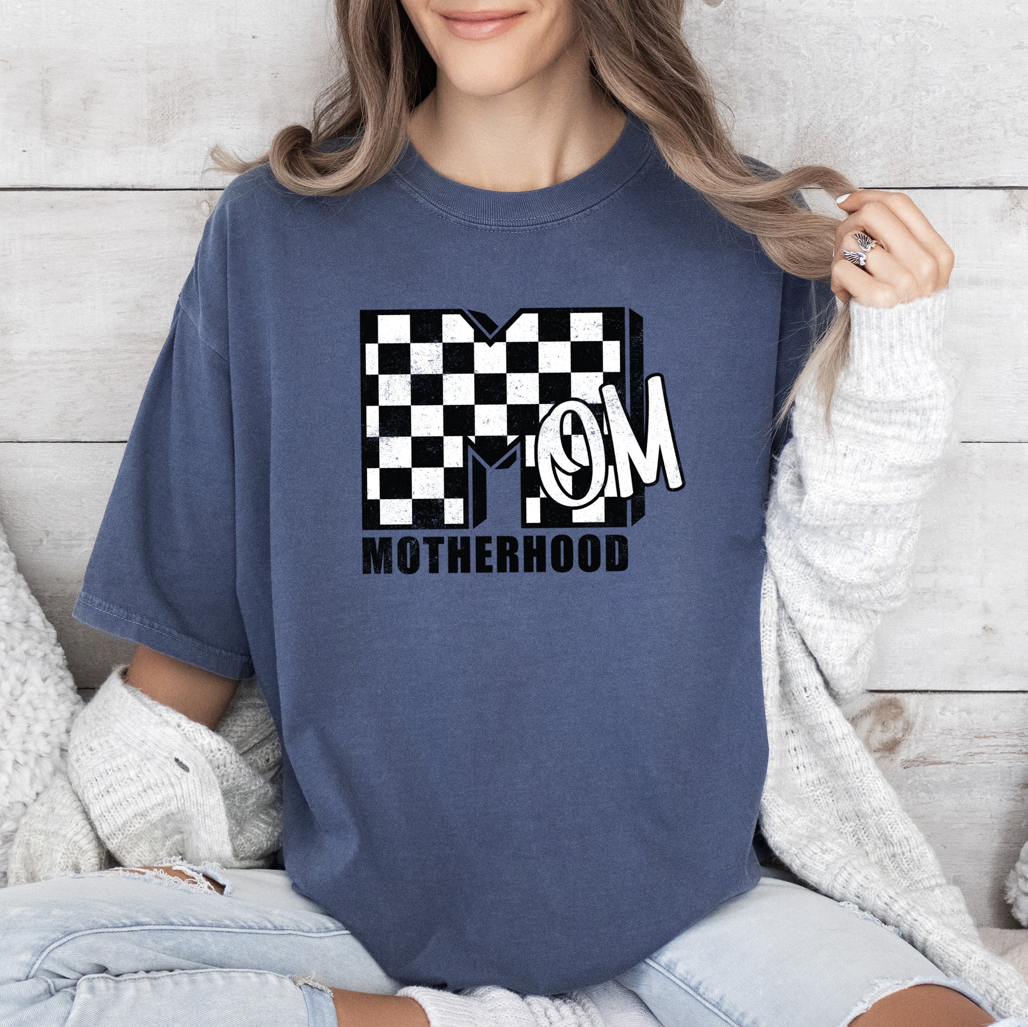 Mom, Comfort Colors, Motherhood, MTV, Retro, Checkerboard, Comfort Colors Tshirt - Image 4