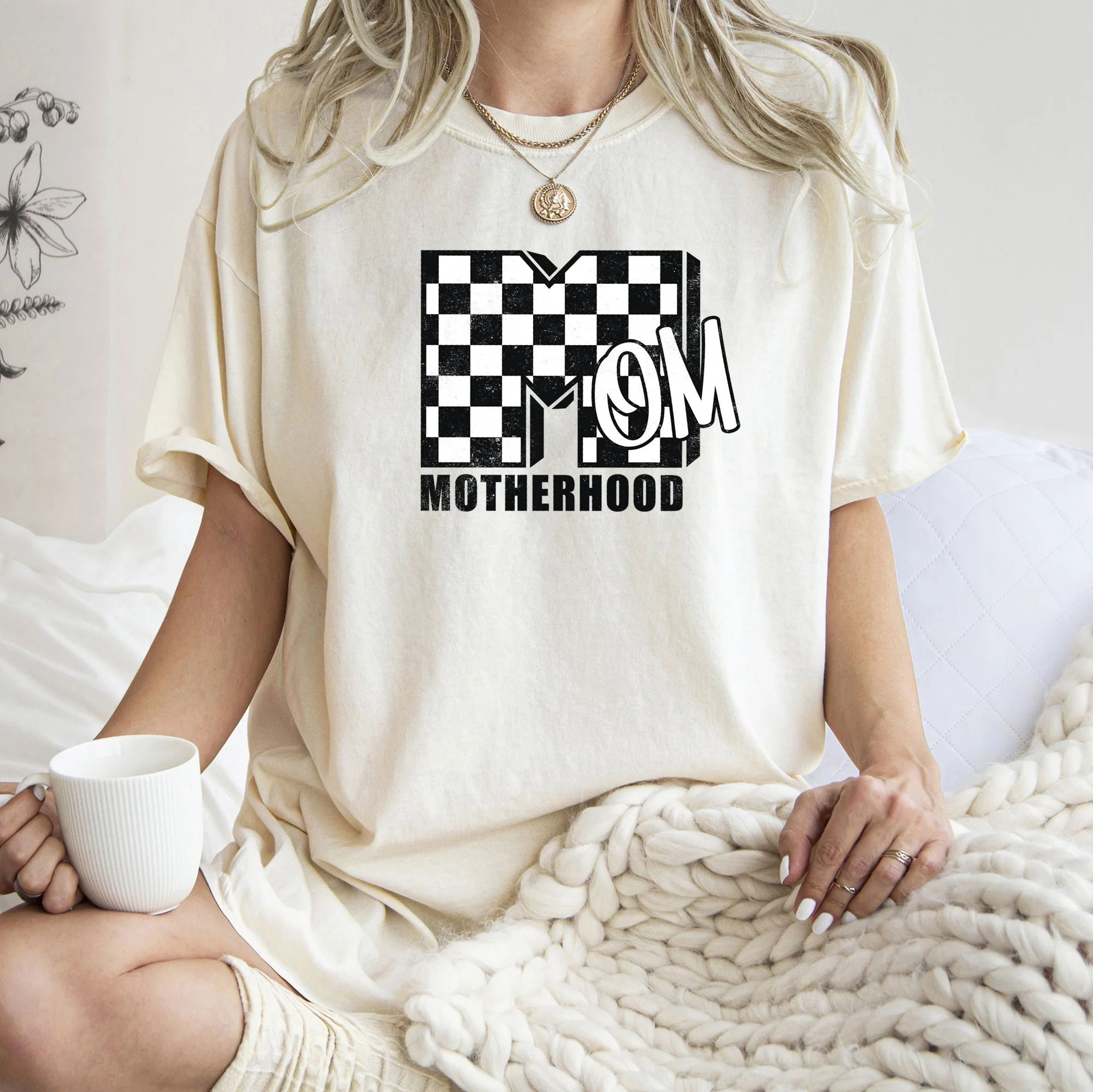 Mom, Comfort Colors, Motherhood, MTV, Retro, Checkerboard, Comfort Colors Tshirt - Image 5