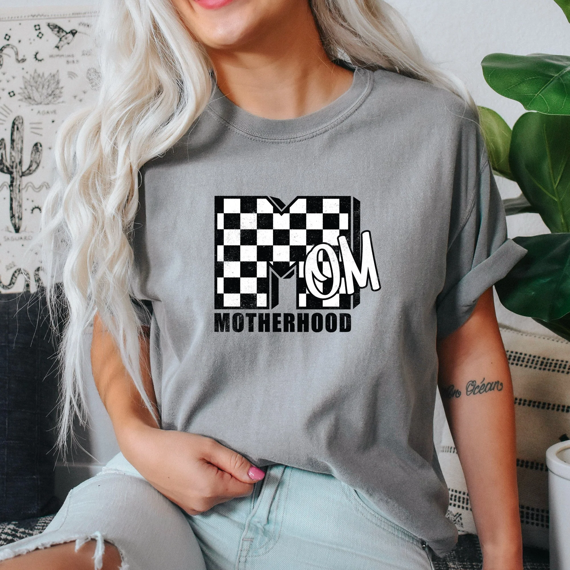 Mom, Comfort Colors, Motherhood, MTV, Retro, Checkerboard, Comfort Colors Tshirt - Image 6