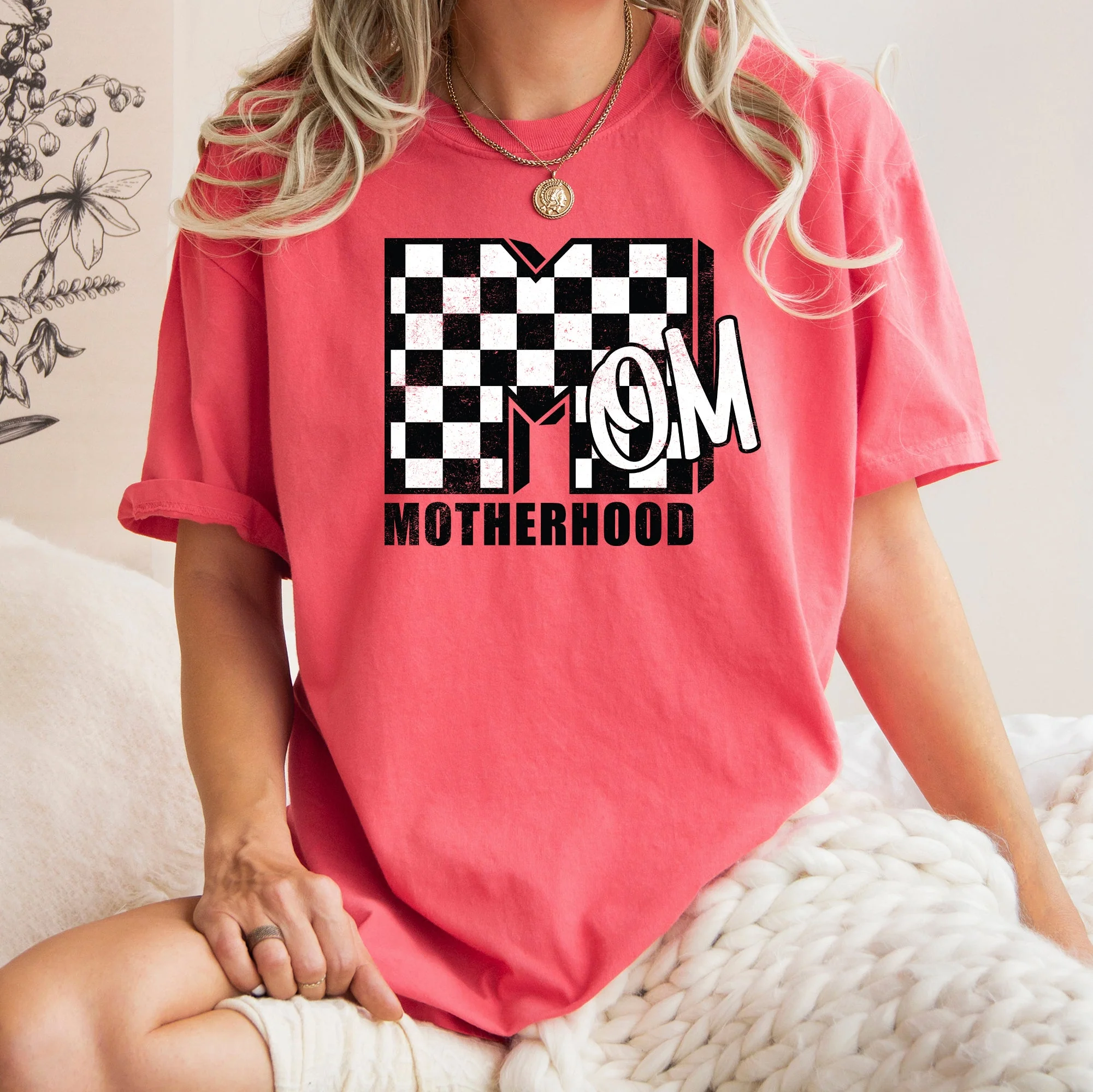 Mom, Comfort Colors, Motherhood, MTV, Retro, Checkerboard, Comfort Colors Tshirt - Image 9