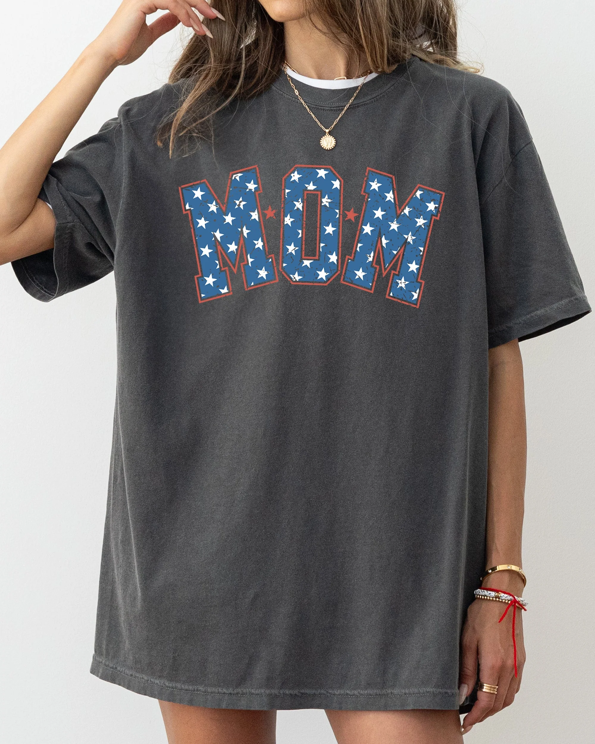 Mom, USA, America, Patriotic, Independence Day, Fourth Of July, 4th Of July Tshirt Comfort Colors T-Shirt - Image 2