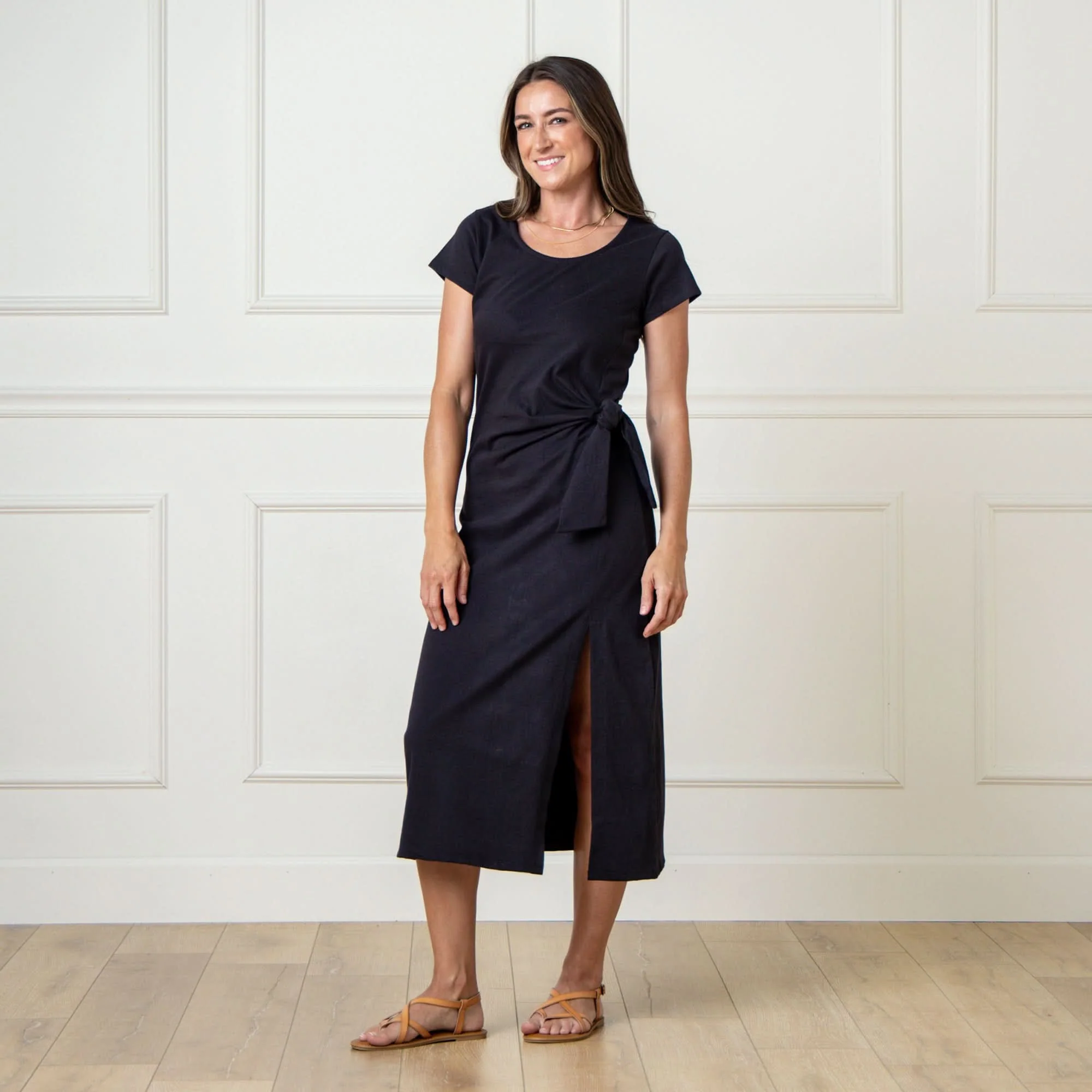 Organic Knit Tie Midi Dress - Image 2