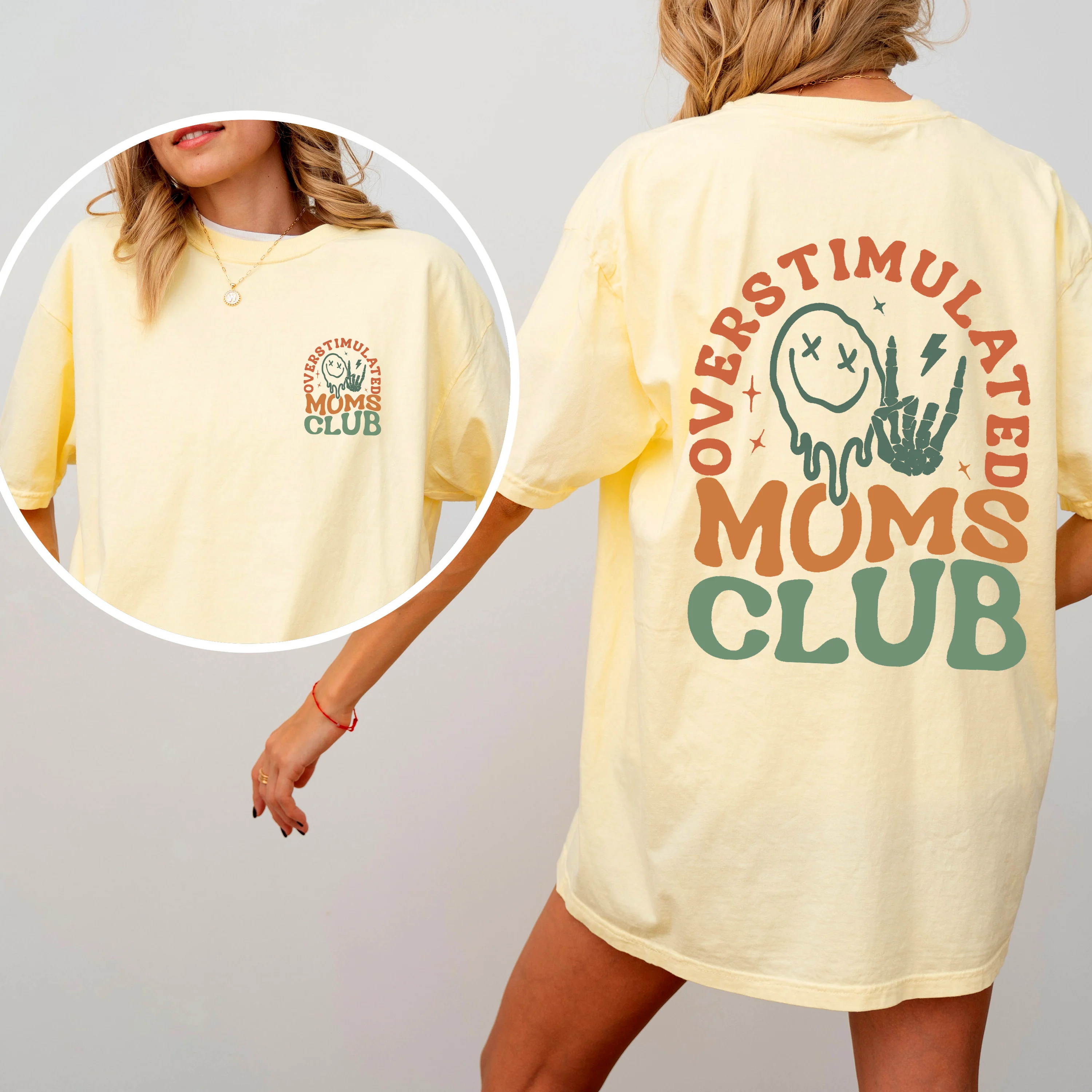 Overstimulated Mom's Club, Trend, Mama, Mother, Funny Mom, Comfort Colors T-Shirt - Image 3