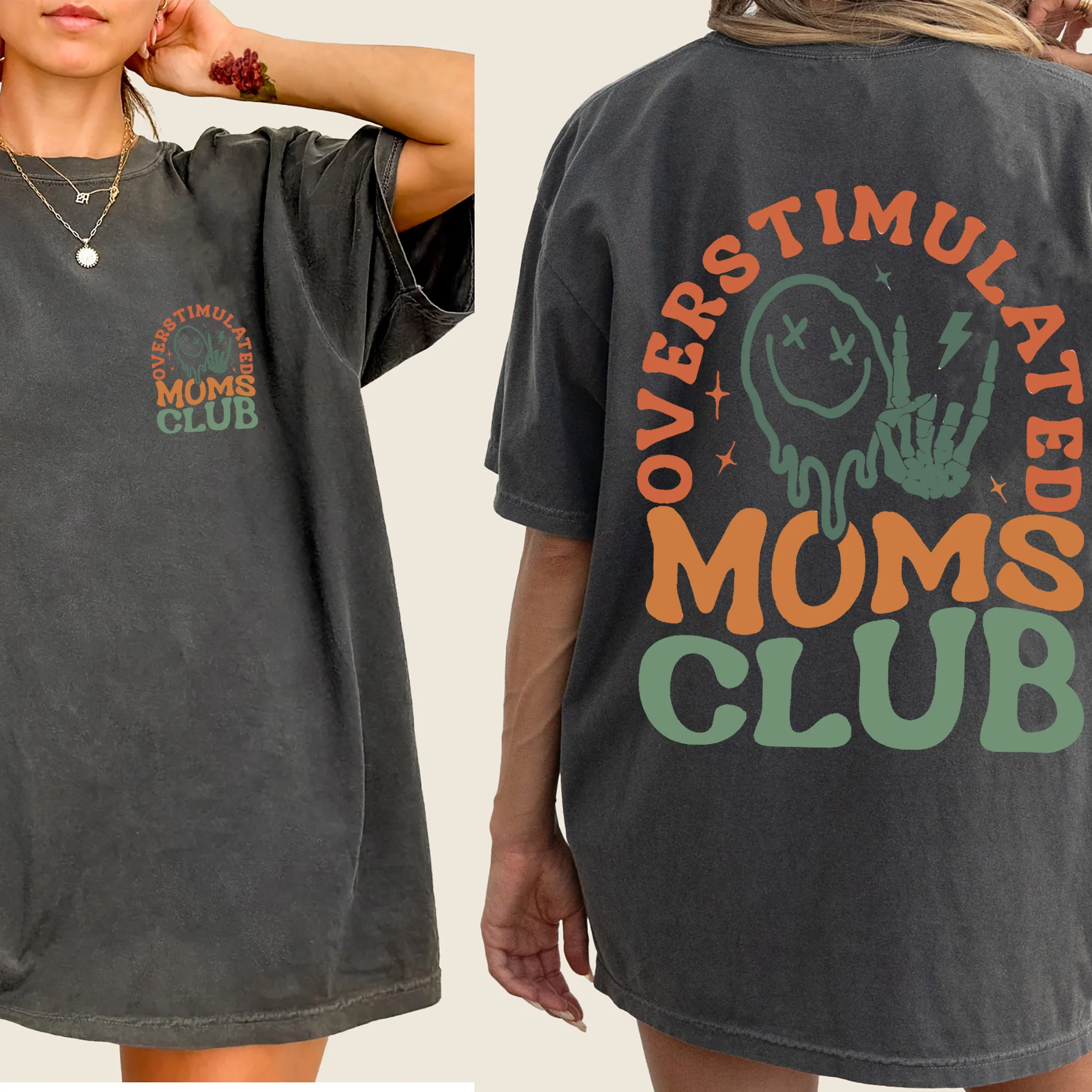 Overstimulated Mom's Club, Trend, Mama, Mother, Funny Mom, Comfort Colors T-Shirt - Image 4