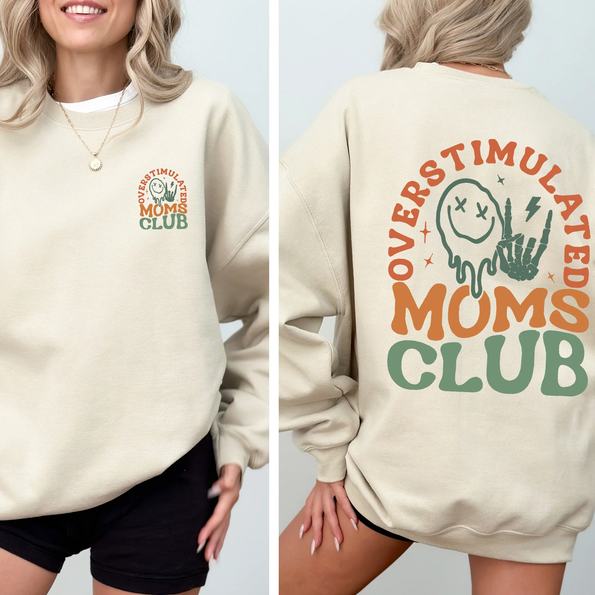 Overstimulated Mom's Club, Trend, Mama, Mother, Funny Mom Sweatshirt - Image 3