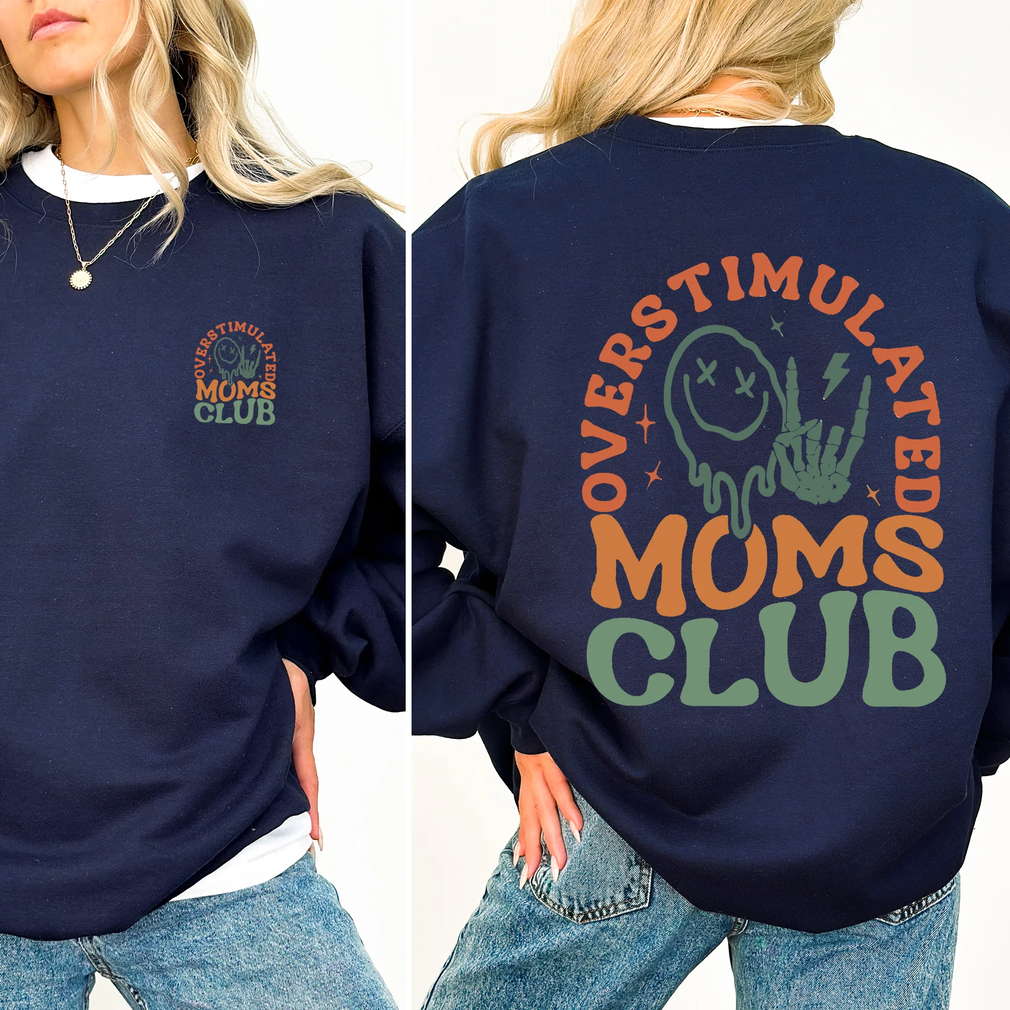 Overstimulated Mom's Club, Trend, Mama, Mother, Funny Mom Sweatshirt - Image 4