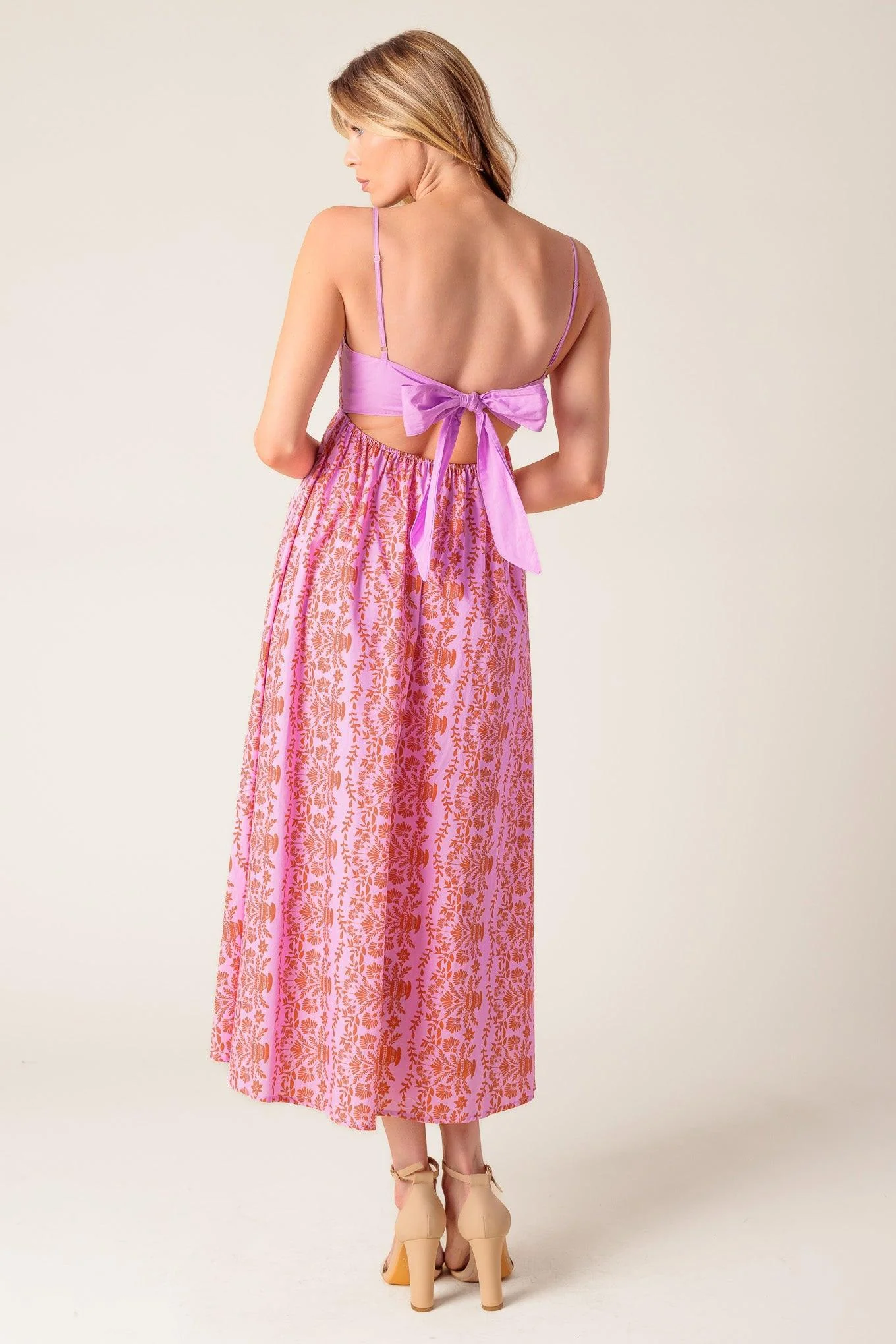 THE EVETTE PINK WOVEN MIDI DRESS - Image 4