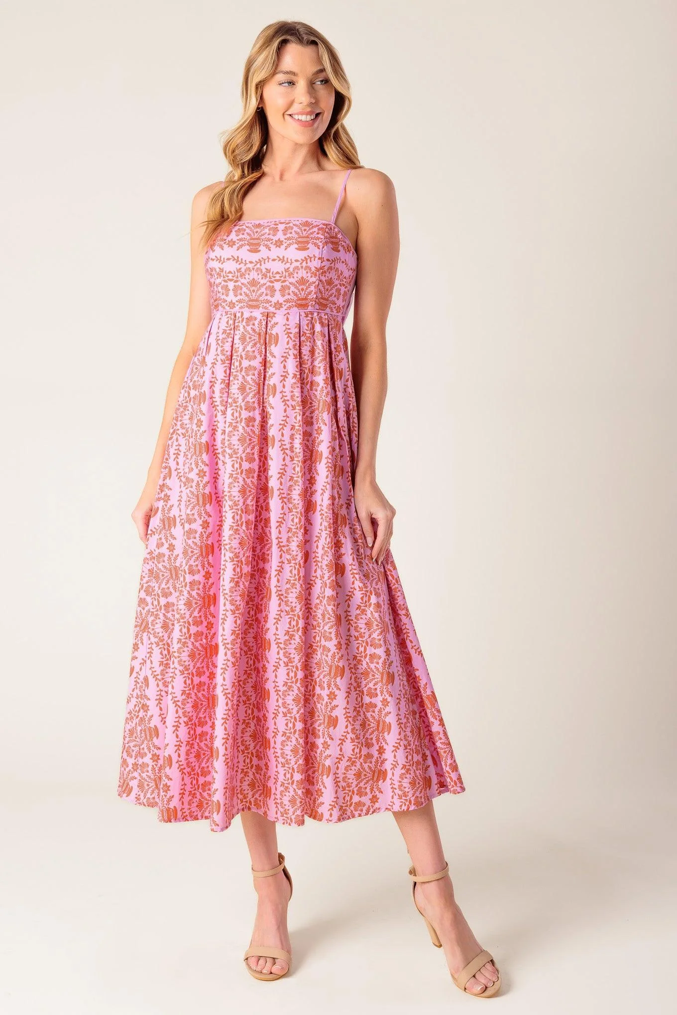 THE EVETTE PINK WOVEN MIDI DRESS - Image 6