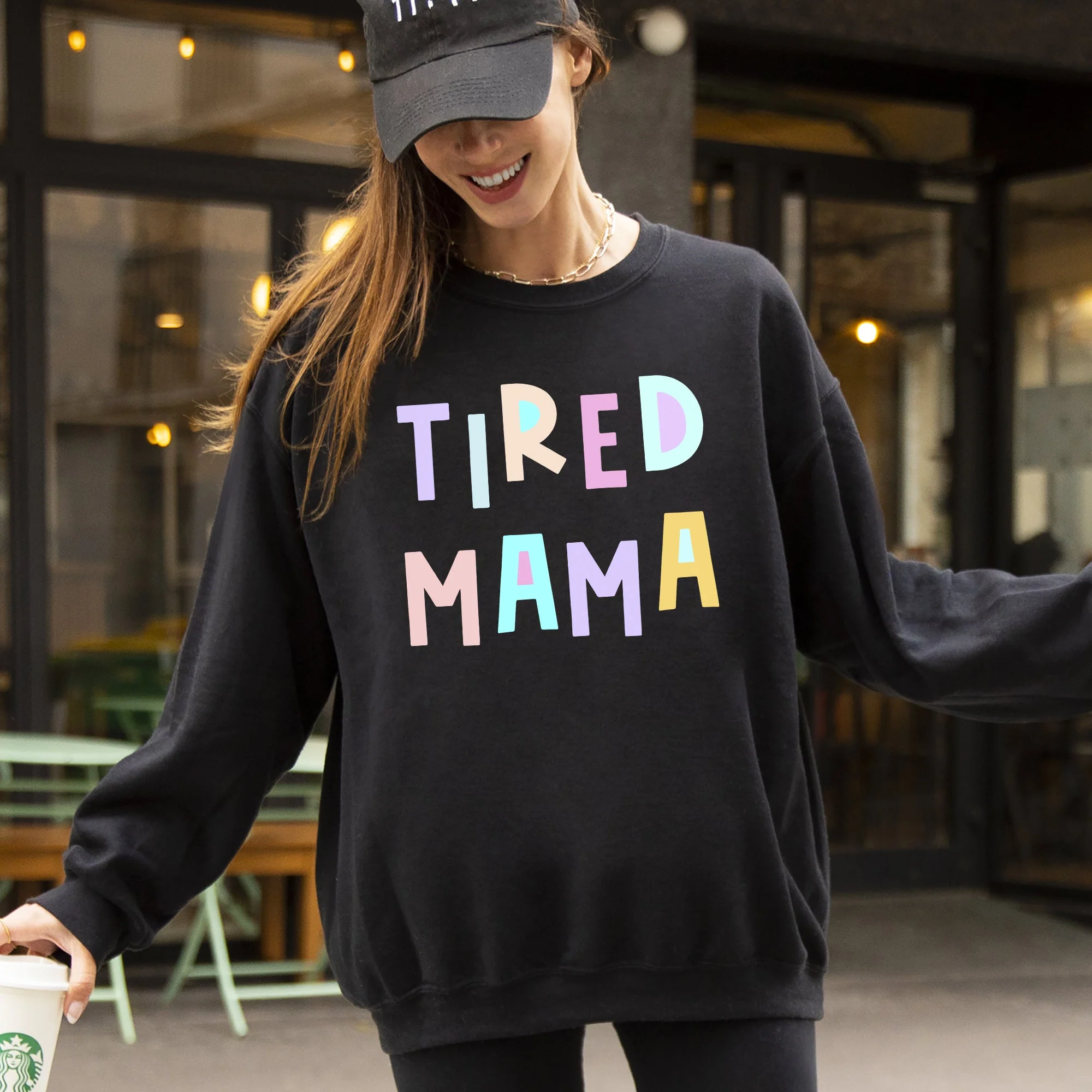 Tired Mama Sweatshirt, Positivity, Funny, Sarcastic, Mom Gift, Mental Health, Colorful, Pastel, Crewneck, Crew Neck Sweatshirt - Image 6