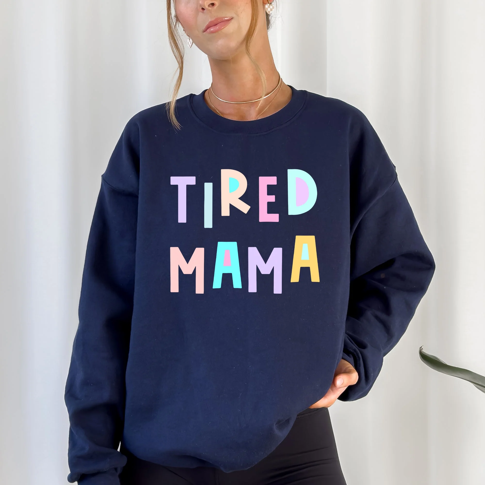 Tired Mama Sweatshirt, Positivity, Funny, Sarcastic, Mom Gift, Mental Health, Colorful, Pastel, Crewneck, Crew Neck Sweatshirt - Image 7