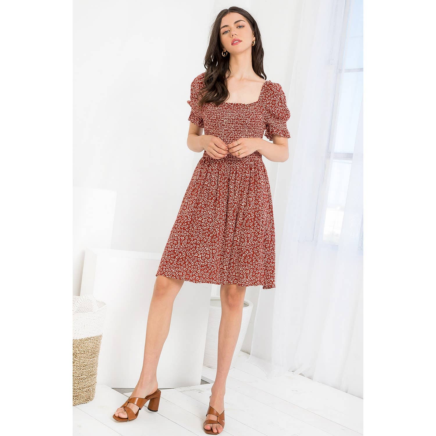 Vanessa-Floral Print Smocked Dress - Image 2