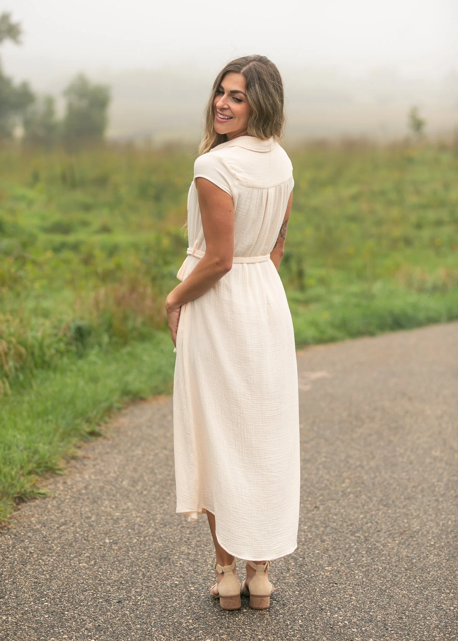 Willow Blush Pink Cotton Gauze Midi Dress - Image 11