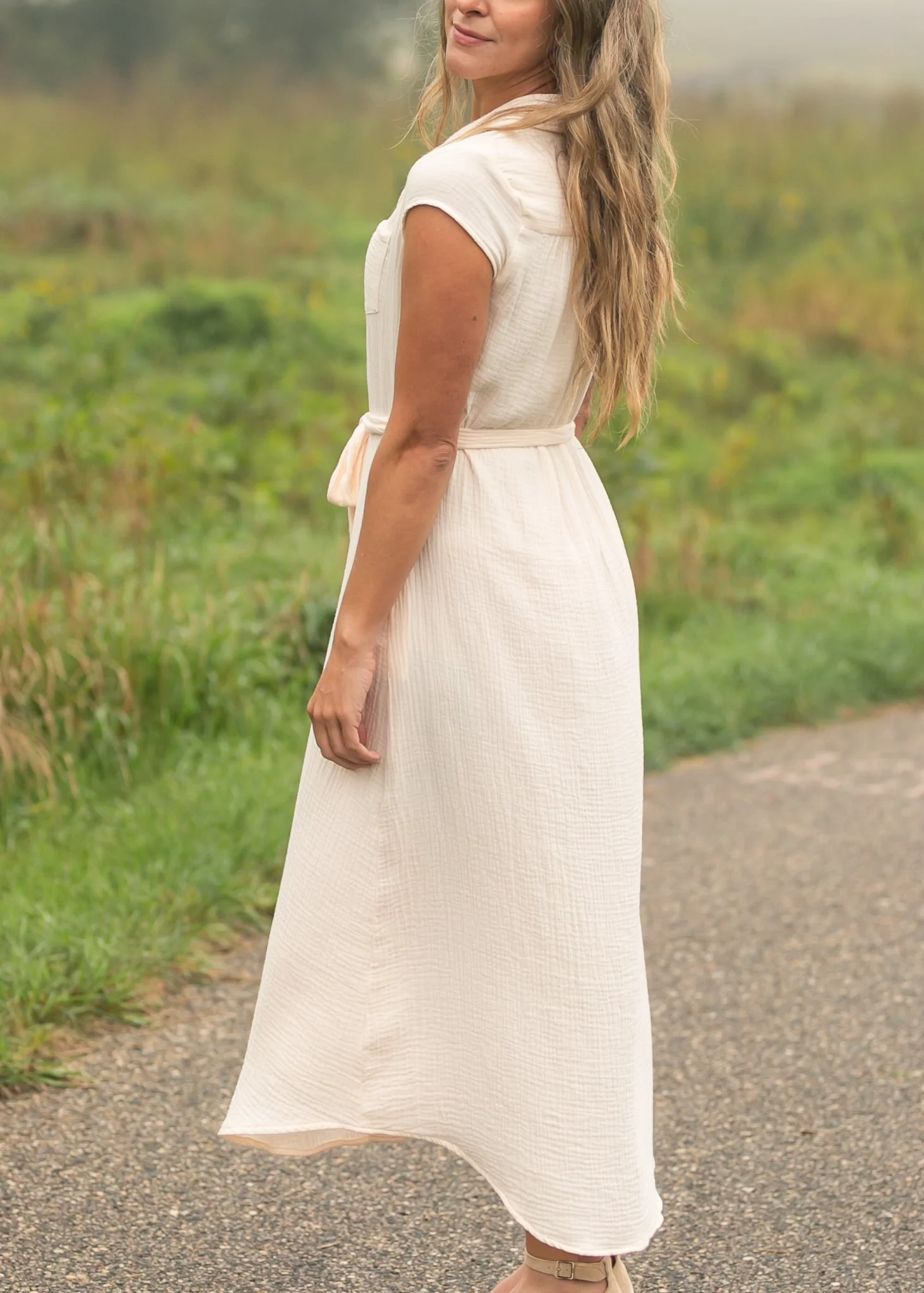 Willow Blush Pink Cotton Gauze Midi Dress - Image 12