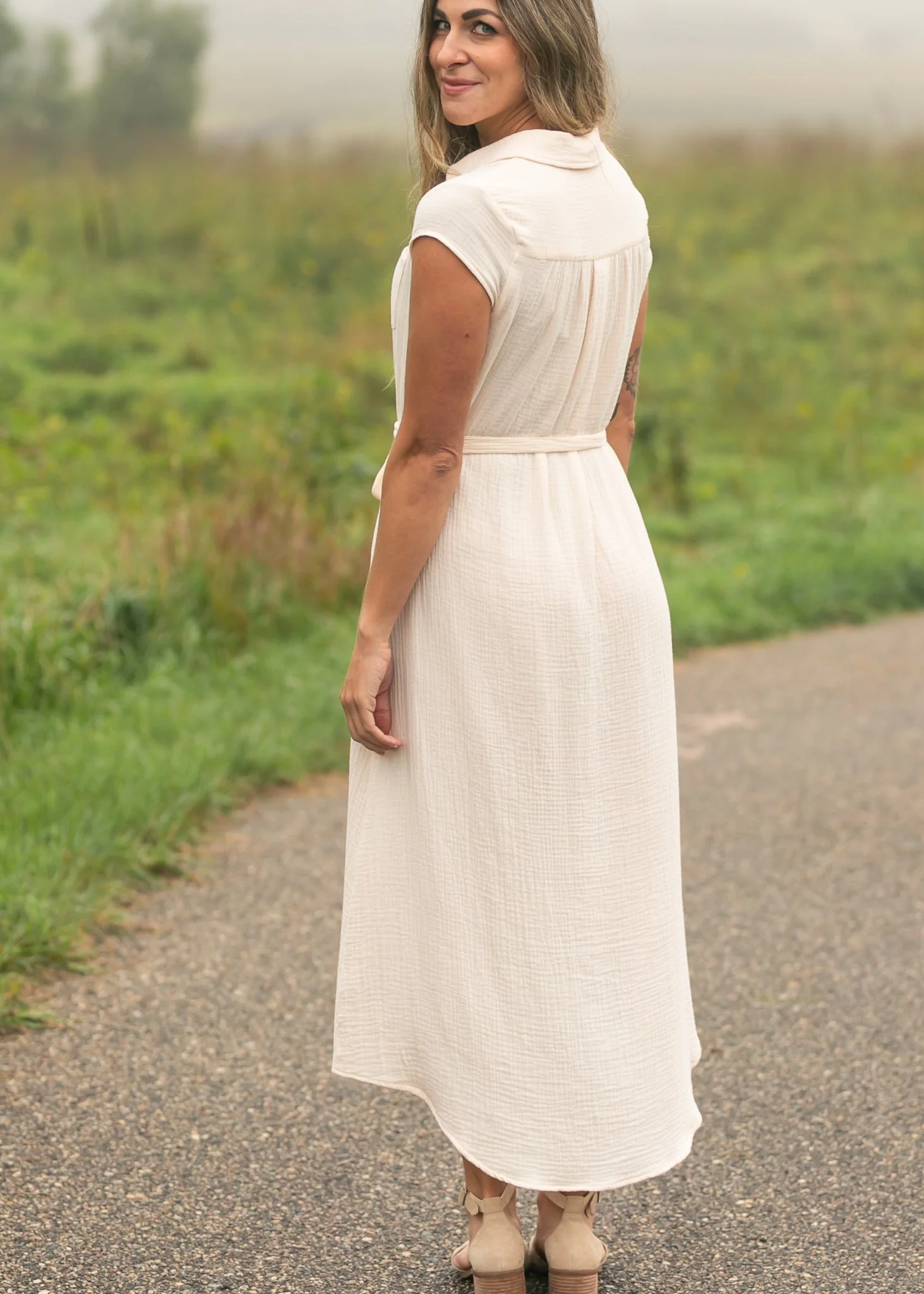 Willow Blush Pink Cotton Gauze Midi Dress - Image 5