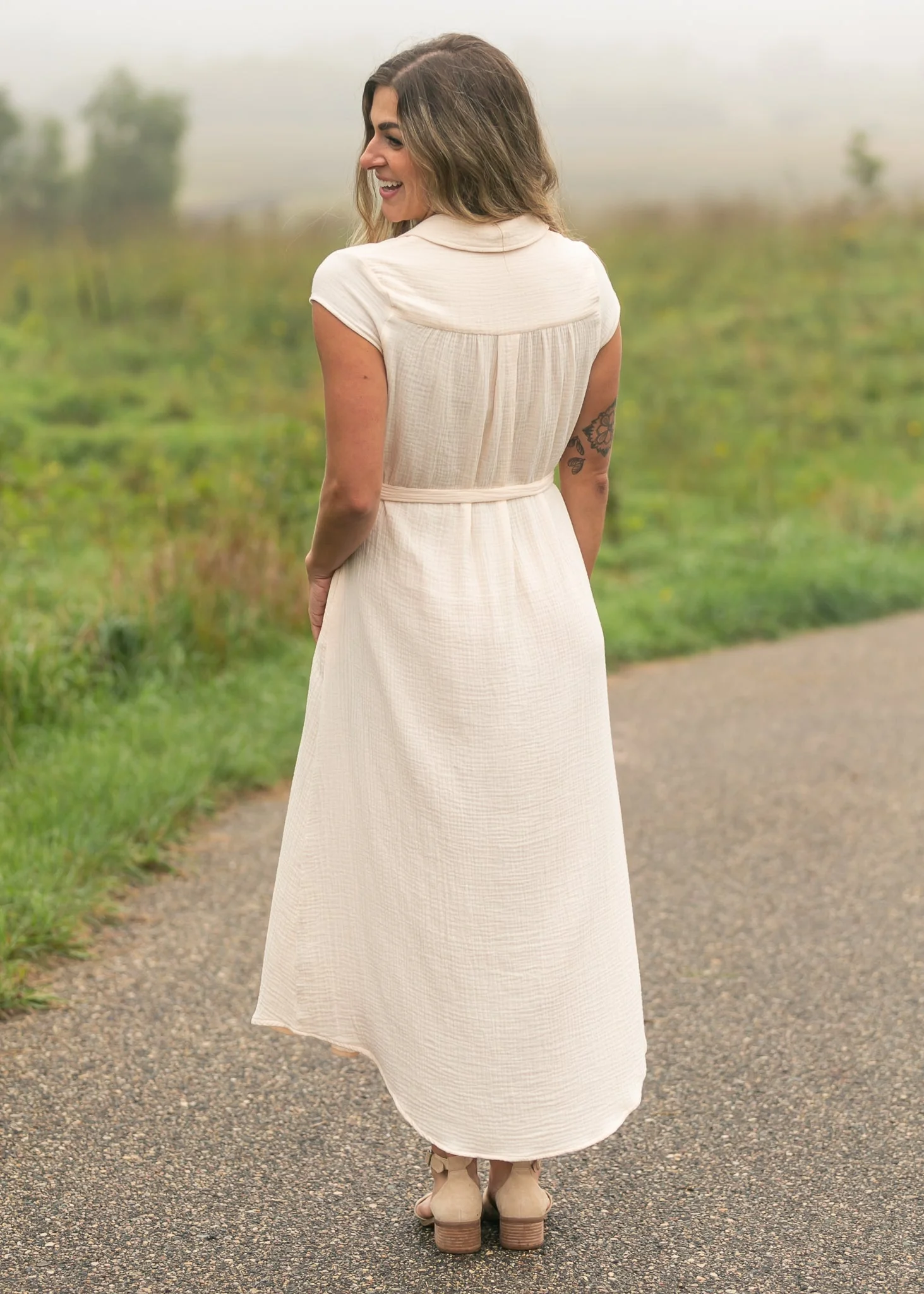 Willow Blush Pink Cotton Gauze Midi Dress - Image 9